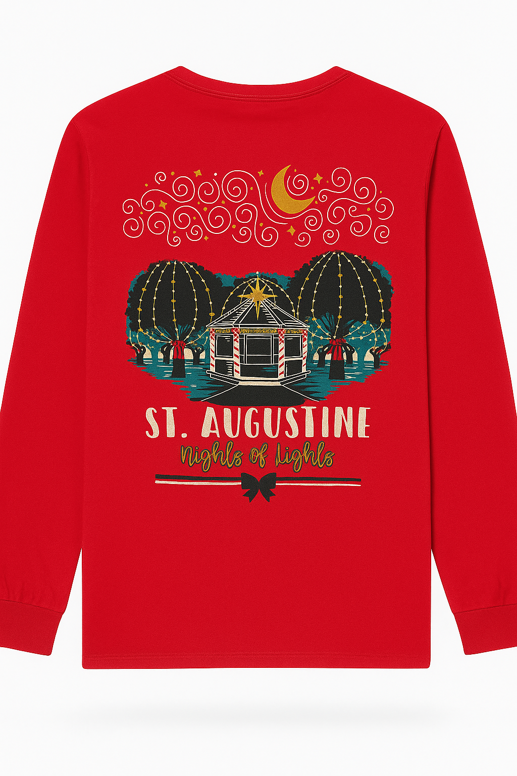 Celebrate St. Augustine’s Nights of Lights in this festive long-sleeve V-neck tee featuring a sparkling holiday gazebo design. Available at www.artsyabode.com
or in store at Artsy Abode located in historic downtown St Augustine.