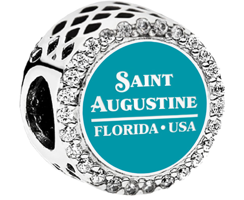 Genuine Pandora custom St. Augustine Turtle Button Charm in sterling silver, featuring a beautifully detailed sea turtle design inspired by Florida’s coastal waters and engraved with “St. Augustine.” A collectible keepsake exclusive to Artsy Abode.