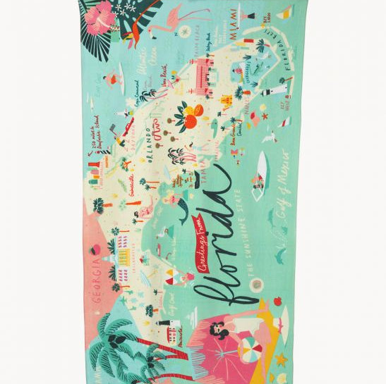 Spartina 449 Florida Map Beach Towel - Artsy Abode