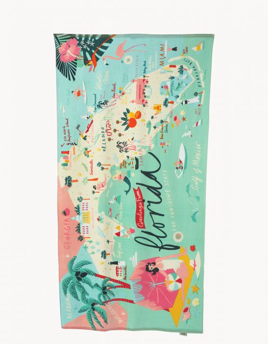 Spartina 449 Florida Map Beach Towel - Artsy Abode