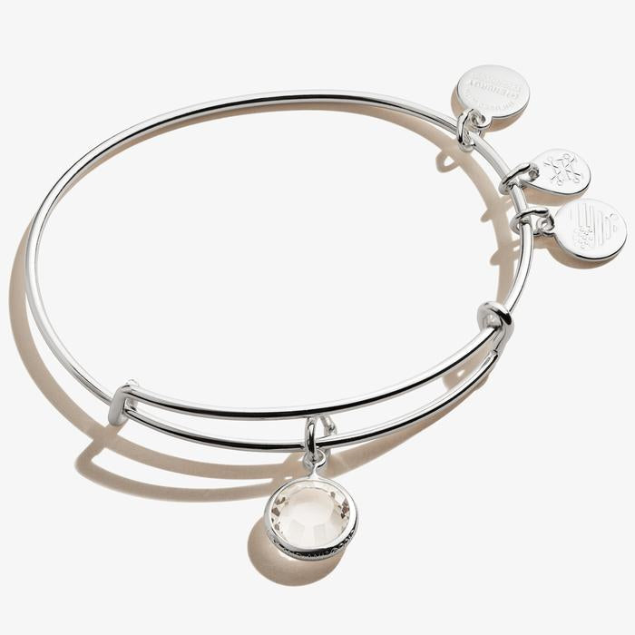 Alex and Ani - Clear Crystal Birthstone Charm Bangle April