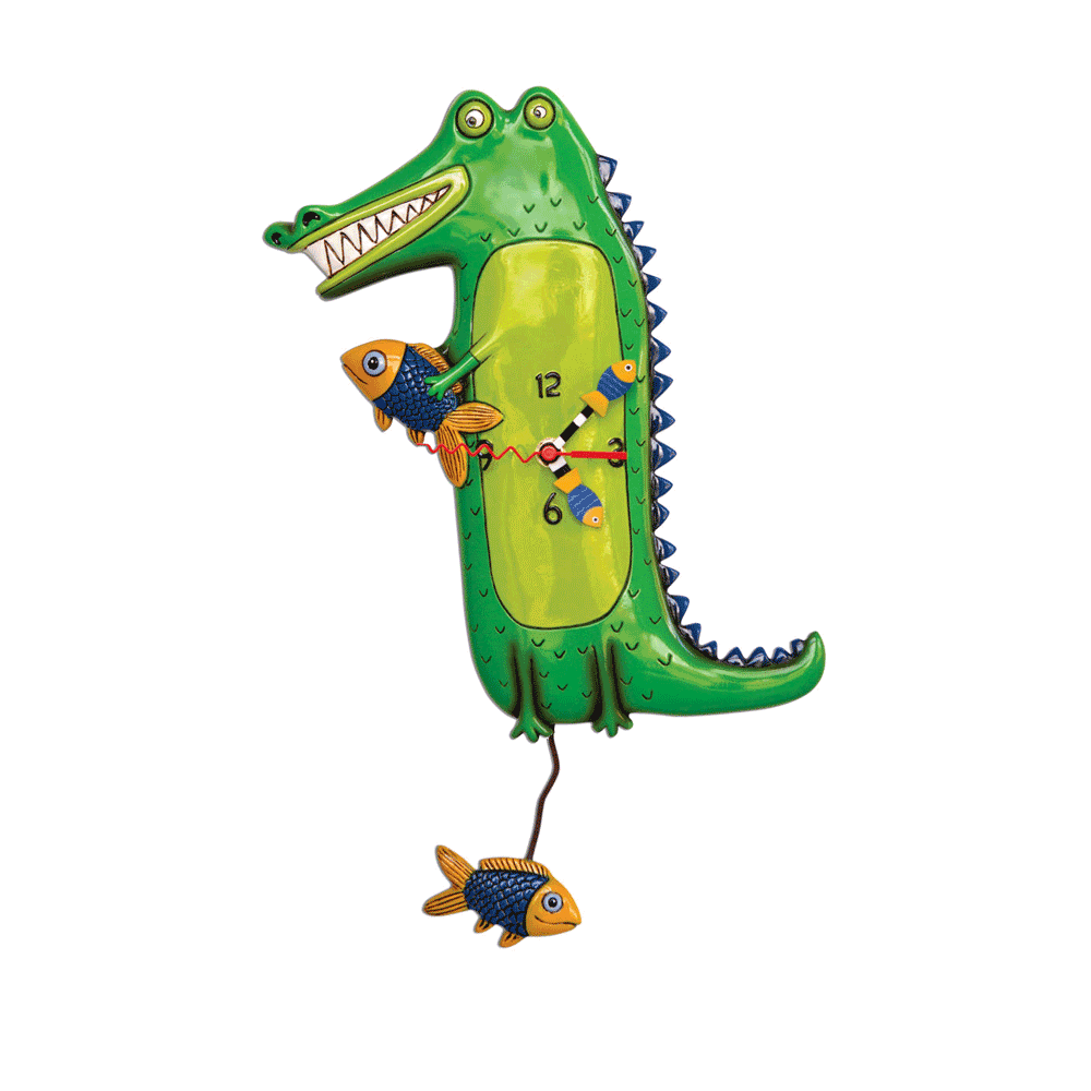 Allen Designs - Gator Clock With Orange & Blue - Artsy Abode