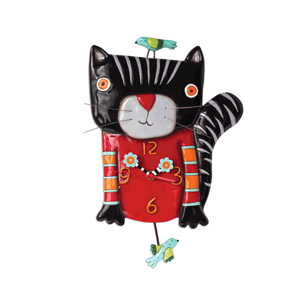 Allen Designs - Knitty Kitty Black Clock - Artsy Abode
