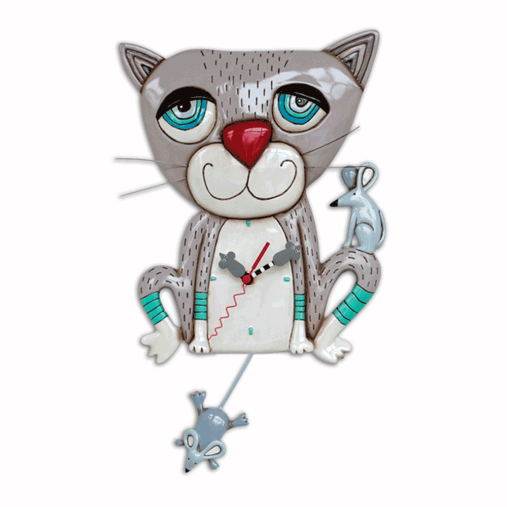 Allen Designs - Mouser Grey Cat Clock - Artsy Abode