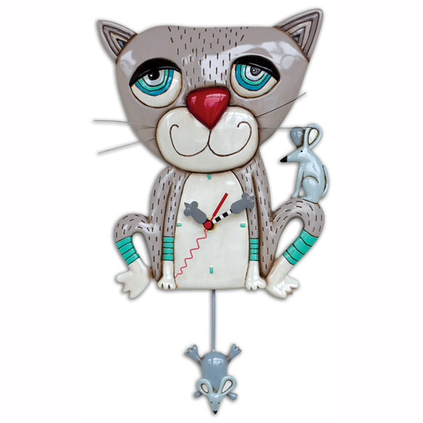 Allen Designs - Mouser Grey Cat Clock - Artsy Abode