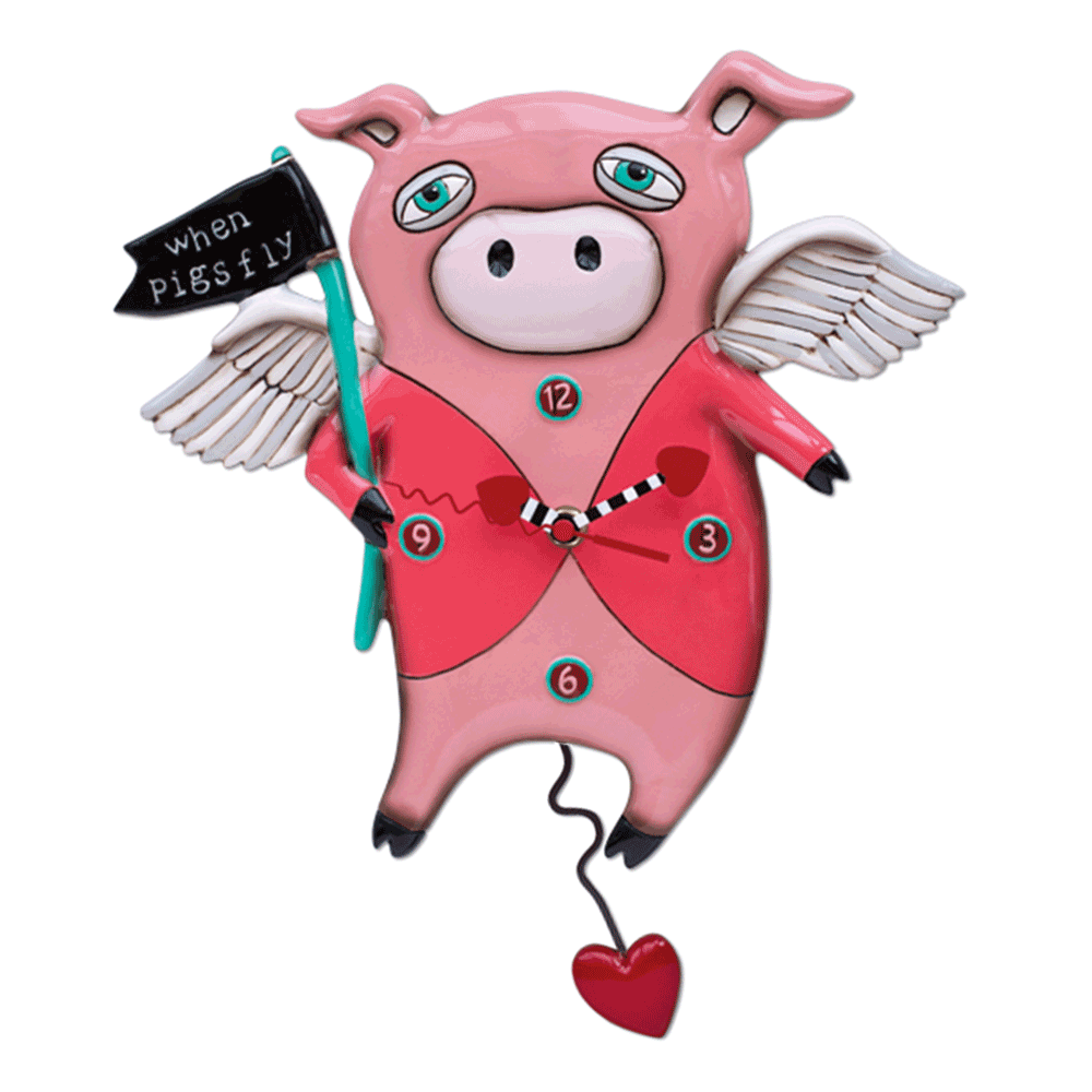 Allen Designs - Pigs Fly Clock - Artsy Abode