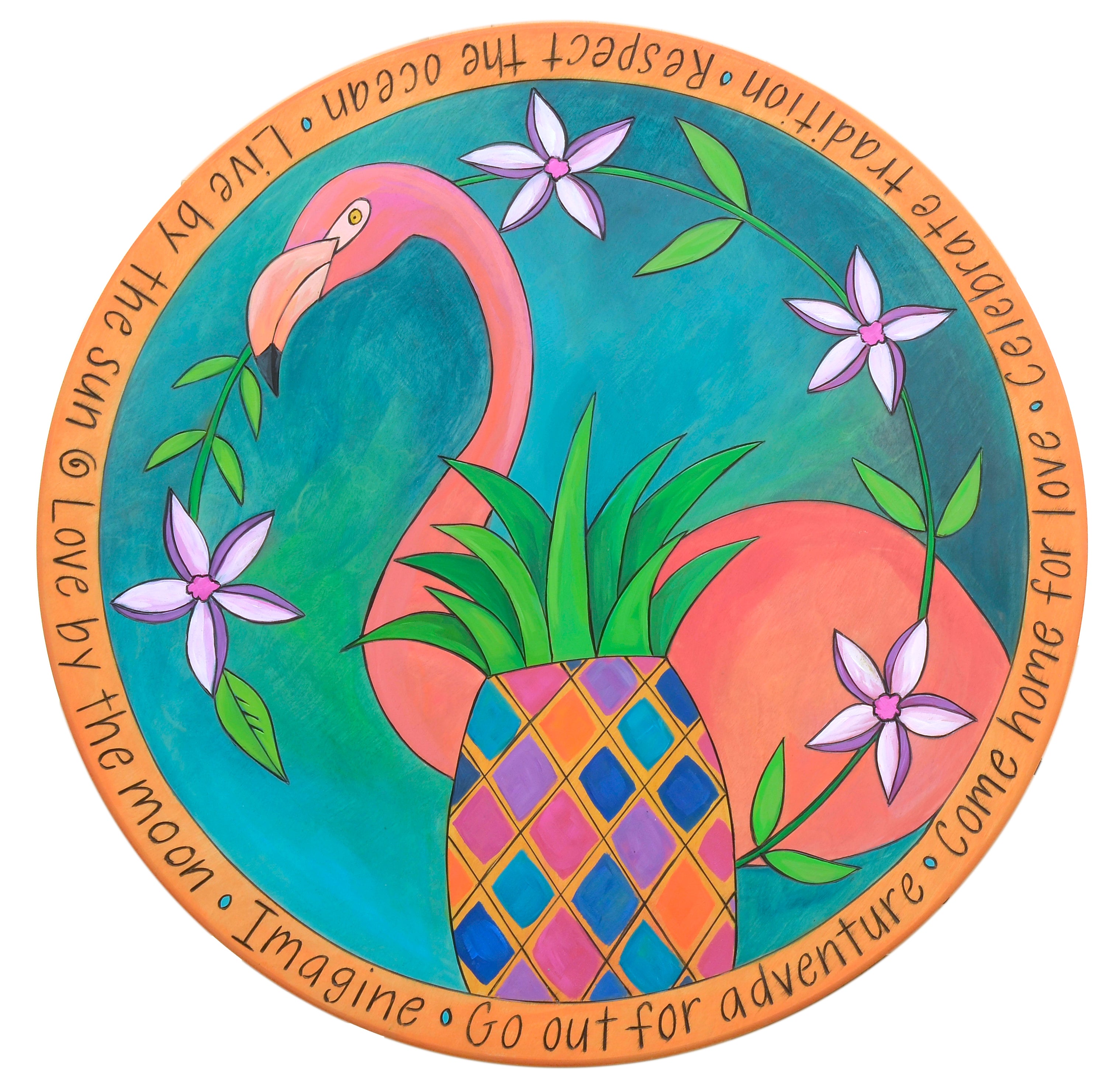 Sincerely, Sticks Lazy Susan Pineapple & Pink Flamingo - Artsy Abode