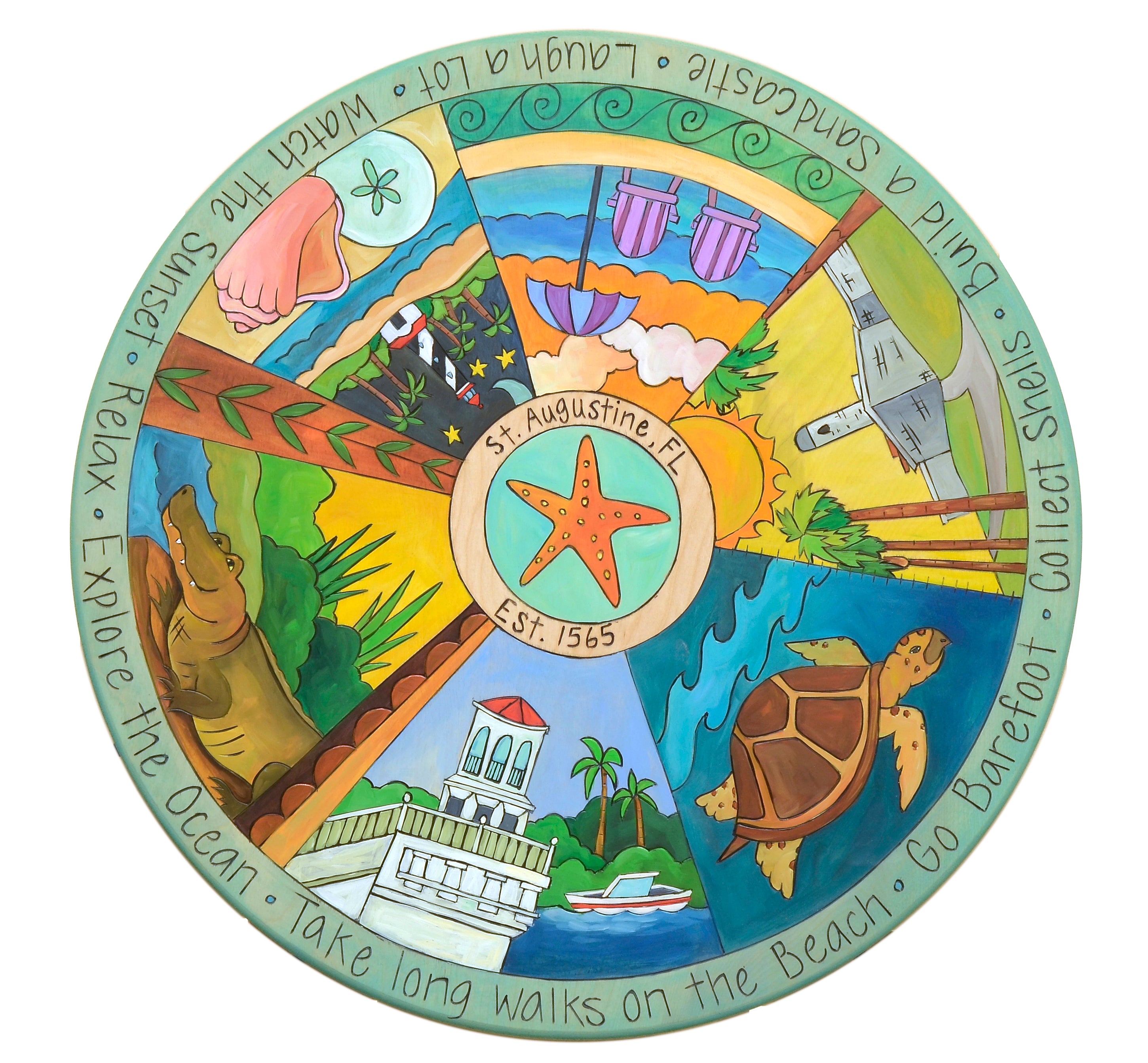 Sincerely, Sticks Lazy Susan St Augustine Sea Turtle and Sites - Artsy Abode