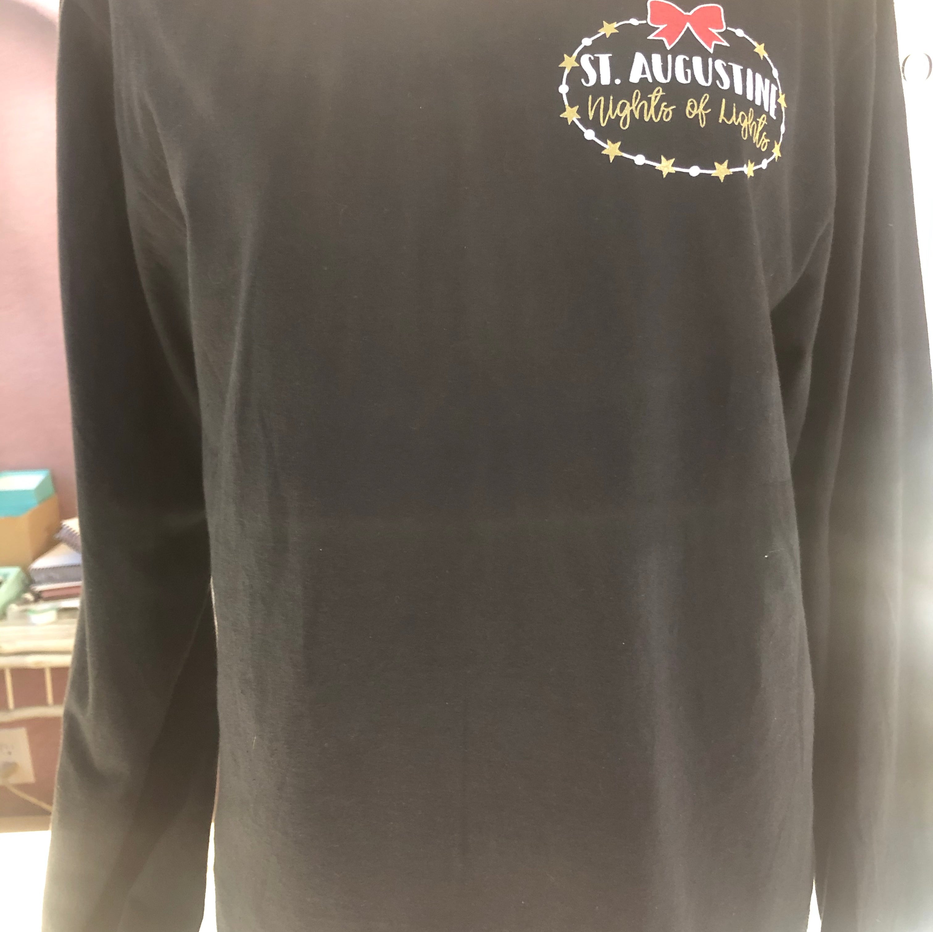 St Augustine Nights Of Lights Long Sleeve Tee Shirt - Black