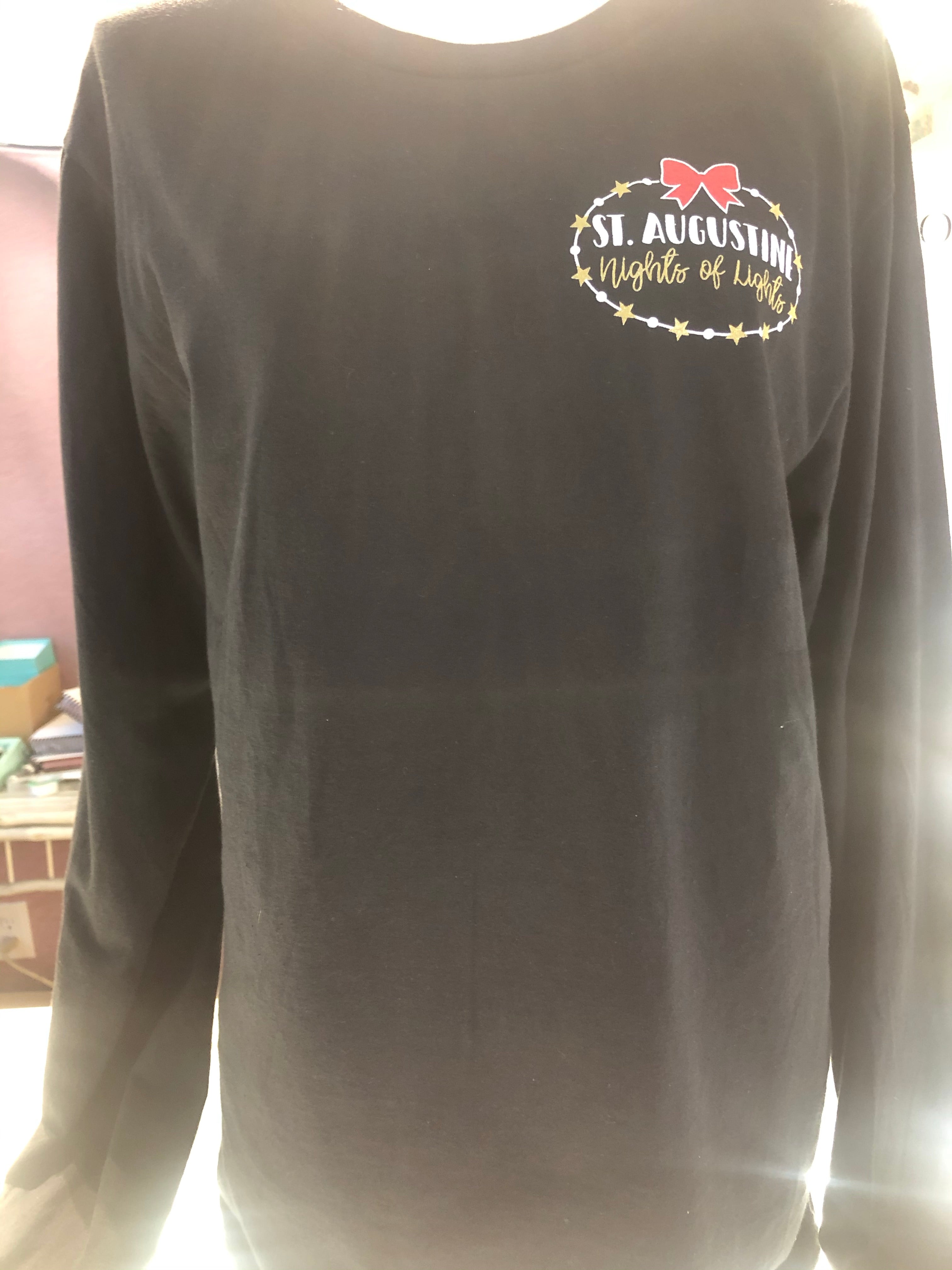 St Augustine Nights Of Lights Long Sleeve Tee Shirt - Black