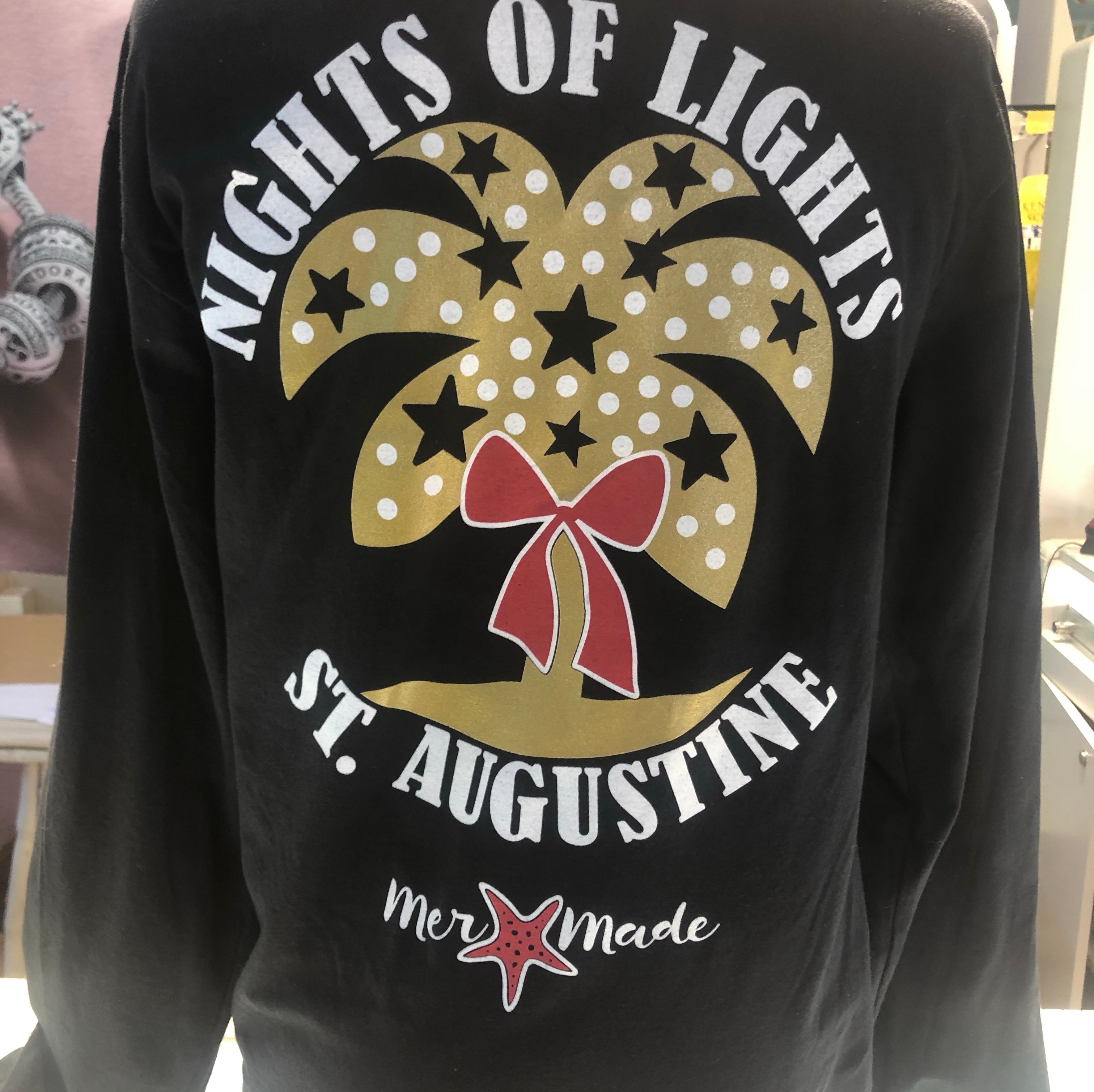 St Augustine Nights Of Lights Long Sleeve Tee Shirt - Black