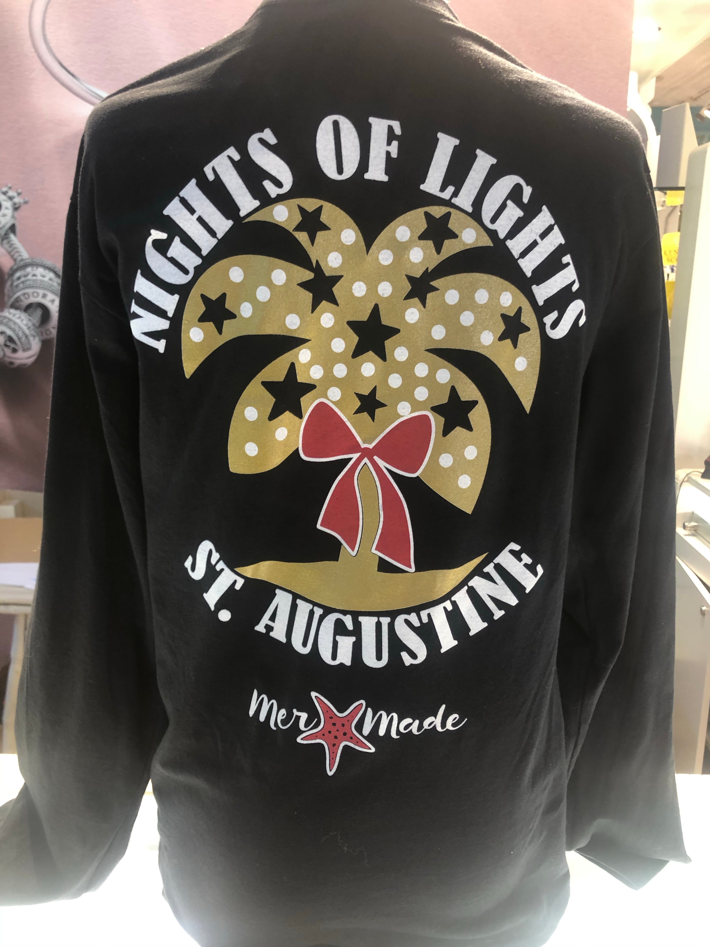 St Augustine Nights Of Lights Long Sleeve Tee Shirt - Black