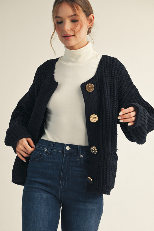 Bold & Cozy Button Cardigan - Artsy Abode