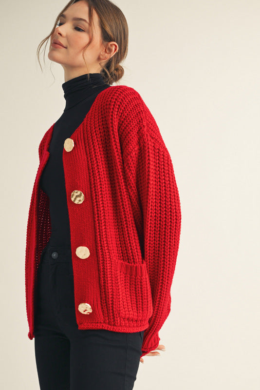 Bold & Cozy Button Cardigan - Artsy Abode
