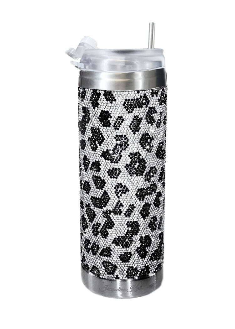 Bubbles & Bling Tumbler Snow Leopard Silver - Artsy Abode
