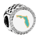 Pandora St. Augustine Sunshine sterling silver charm with crystal accents, sunrise graphic, and Florida state outline