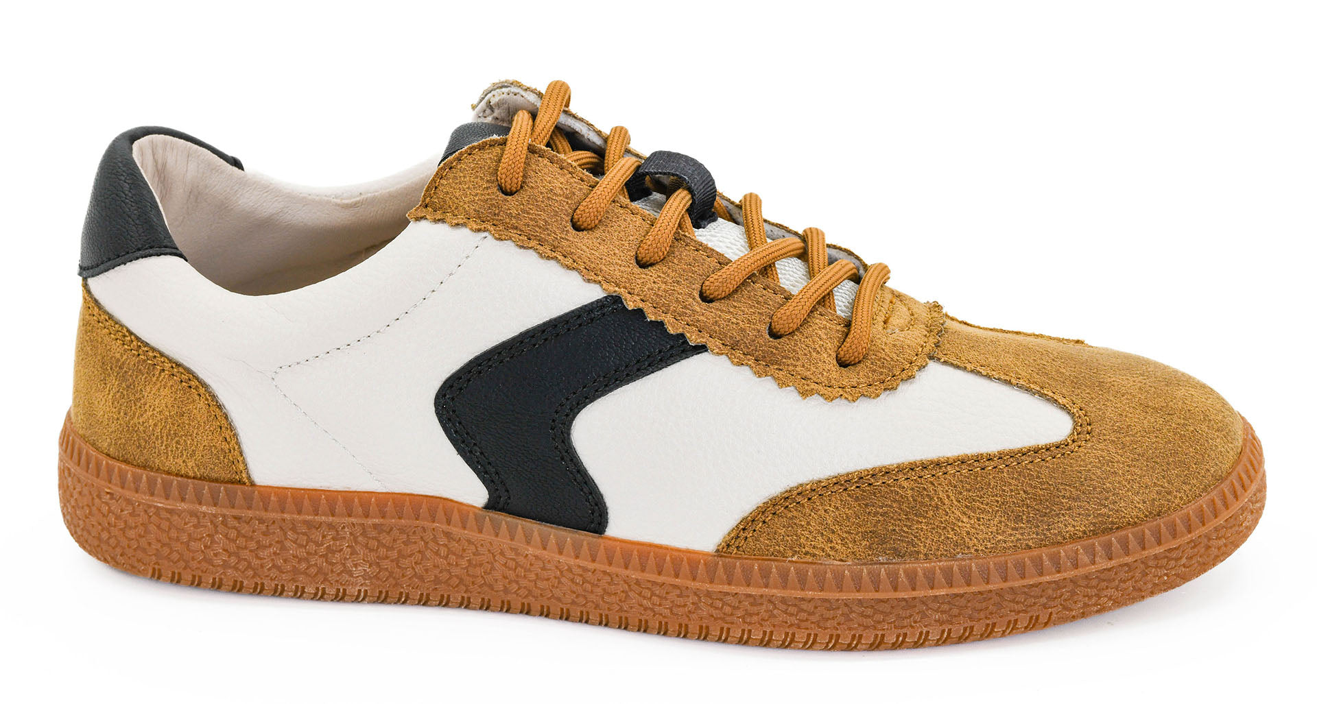 Spoiler Alert Tan Combo retro lace-up women’s sneaker