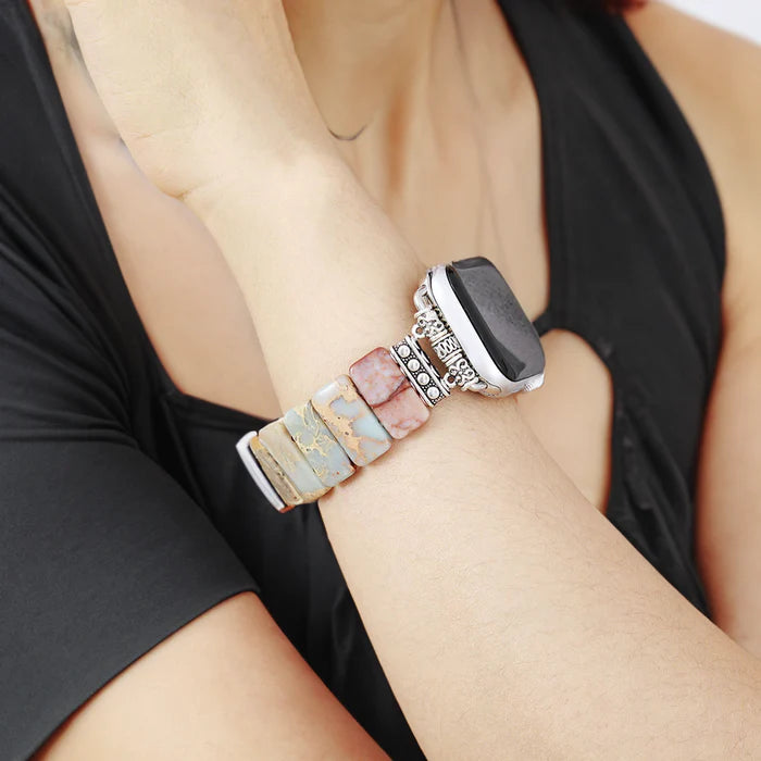 Earth Tibetan Jasper Stretch Apple Watch Strap - Artsy Abode