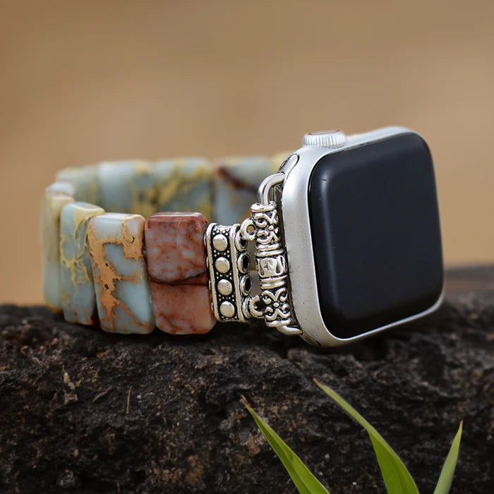 Earth Tibetan Jasper Stretch Apple Watch Strap - Artsy Abode
