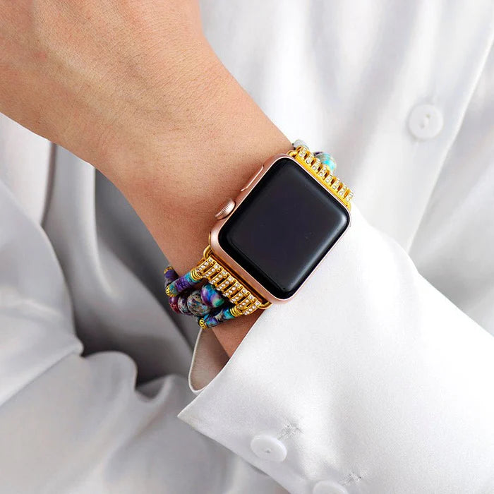 Periwinkle Jasper Stretch Apple Watch Strap - Artsy Abode