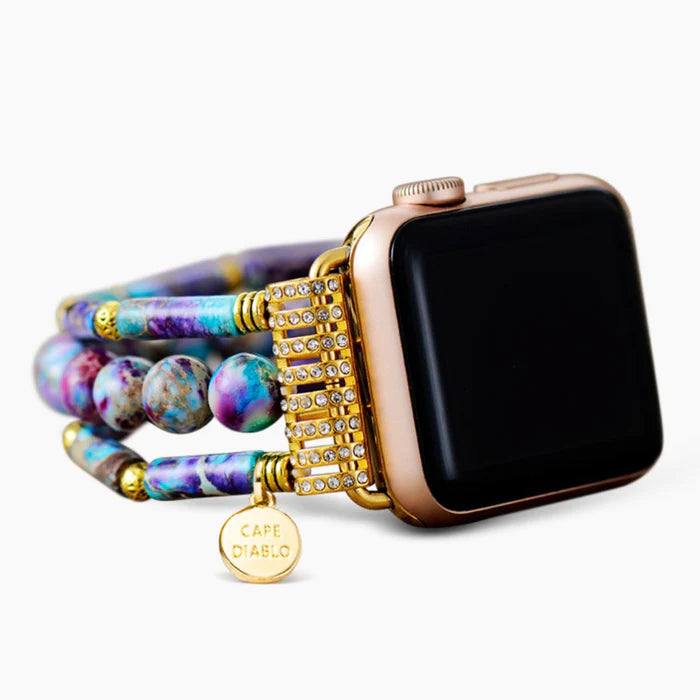 Periwinkle Jasper Stretch Apple Watch Strap - Artsy Abode