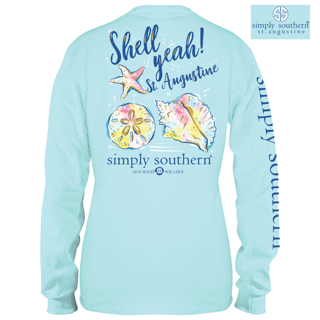 Simply Southern Exclusive Long Sleeve Tee Shell Yeah! in Marine