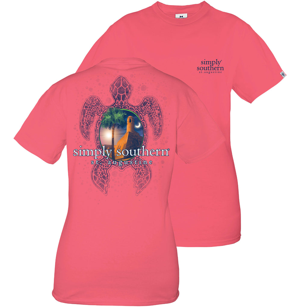 Simply Southern Exclusive Short Sleeve Short Tee St Augustine Fort in Begonia
