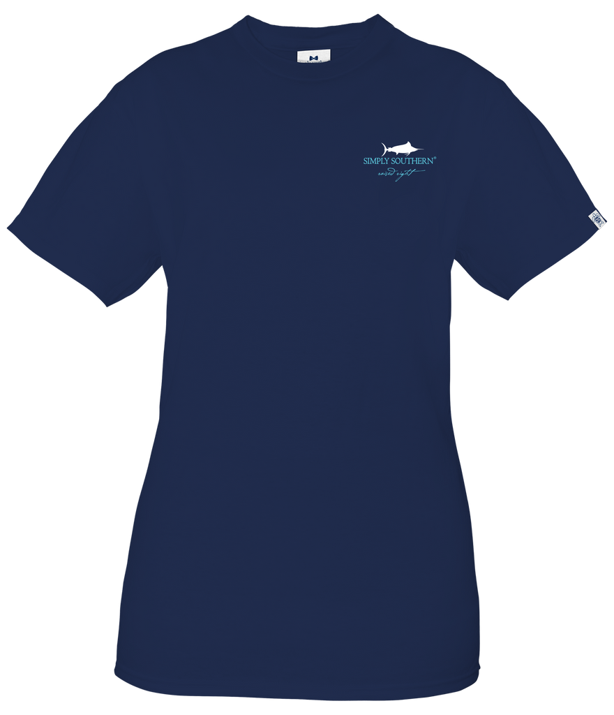 Simply Southern Short Sleeve Tee Shirt Fishkey in Midnight Blue