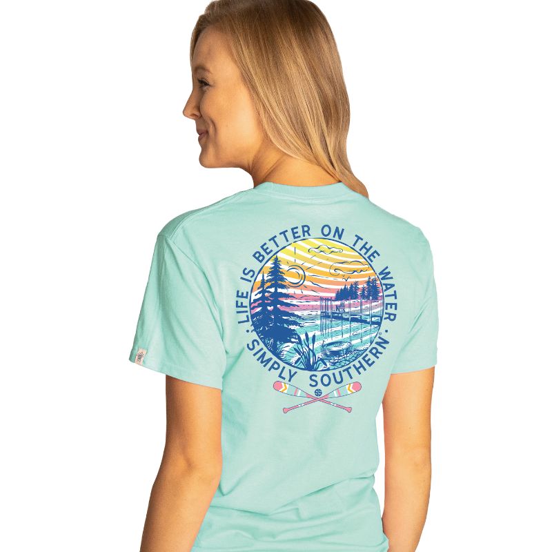 Simply Southern Short Sleeve Tee Water in Celedon
