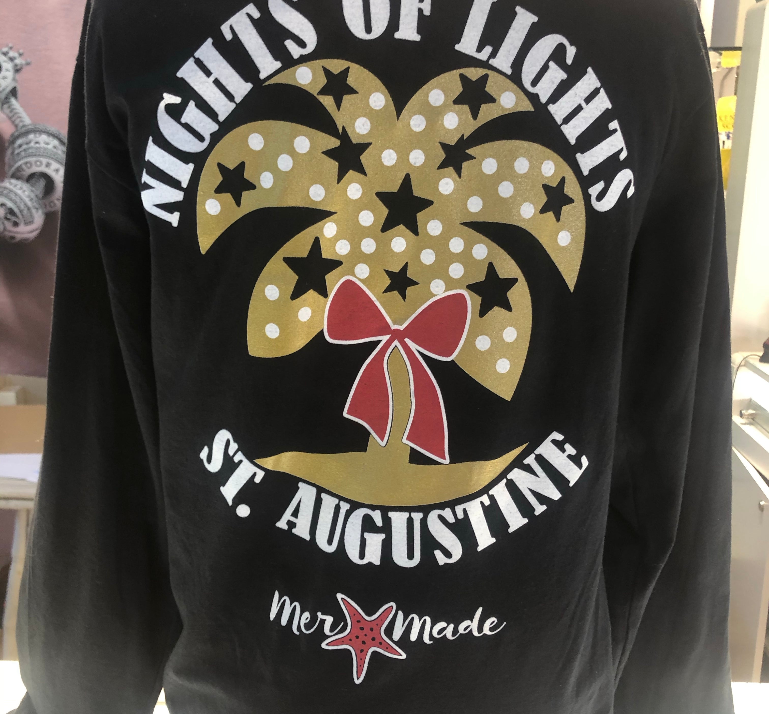 St Augustine Nights Of Lights Long Sleeve Tee Shirt - Black